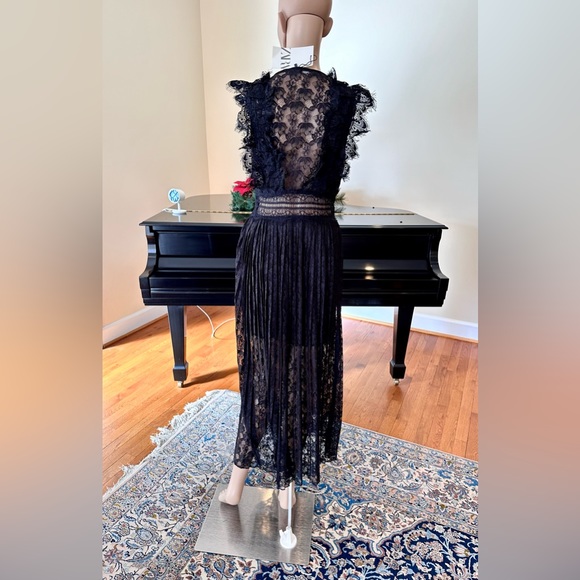 NWT RARE ZARA Bloggers Favorite Dramatic Black Long/Maxi Lace Party Dress - Picture 16 of 17